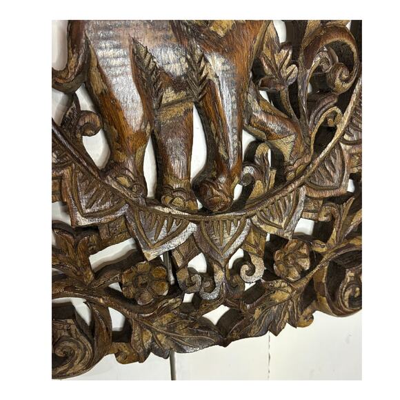 Hand-Carved Wooden Elephant Wall Art – Made in Thailand, 12x18 Boho Decor - Picture 9 of 11